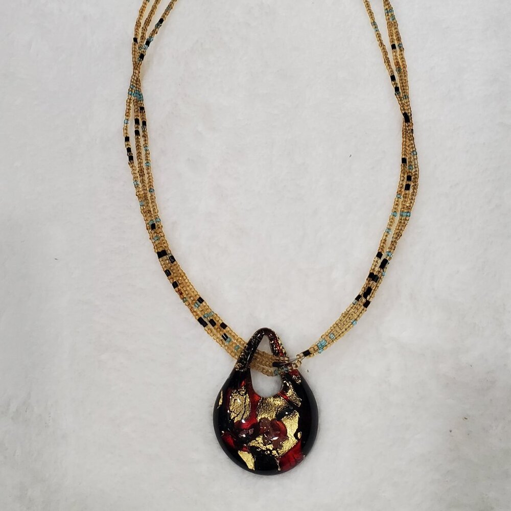 Murano Glass Black/Red Pendant